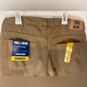 ‘Full Blue’ Fleece Lined Khaki 5 Pocket Jeans. 33x32 Relaxed Fit